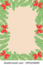 Fabulous winter. illustration of Christmas plants frame. Drawing for a postcard, poster, background.