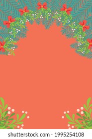 Fabulous winter. illustration of Christmas plants frame. Drawing for a postcard, poster, background.
