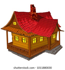 A fabulous wooden house. Vector illustration