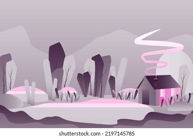 Fabulously beautiful forest landscape for the game. Illustration of a cartoon landscape. Vector illustration in cartoon style. User interface design.