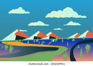 Fabulously beautiful forest landscape for the game. Illustration of a cartoon landscape. Vector illustration in cartoon style. User interface design.