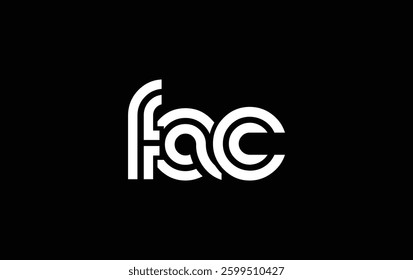 FAC Creative Unique Modern Letter Logo Design. Stylized logo featuring a unique letter design, presenting abstract minimalist aesthetics and modern appeal.