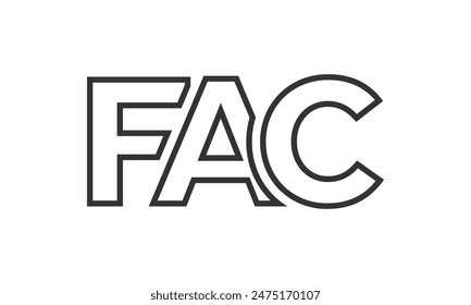 FAC logo design template with strong and modern bold text. Initial based vector logotype featuring simple and minimal typography. Trendy company identity ideal for businesses brand presence.