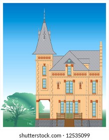 Facade of ancient building. Attached file contain vector image  in format EPS-8.