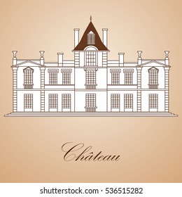 Facade of the ancient  chateau. Vector illustration.