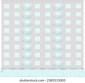 Fassade eines Wohngebäudes mit einem Geschäft, Cafe, Apotheke und Kaffeehaus