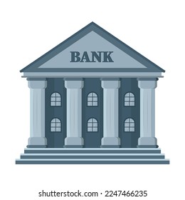 Facade of bank building with columns cartoon illustration. Metallic or steel safe, stock of banknotes, gold bars, cash depository. Money, banking concept