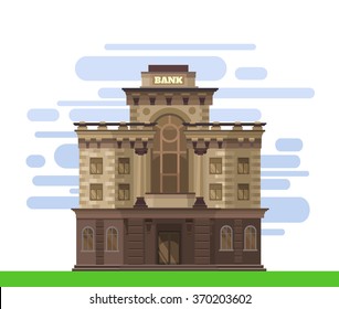 Facade of a bank building. Vector flat illustration