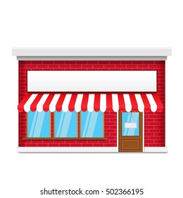 facade of a brick storefront. vector illustration