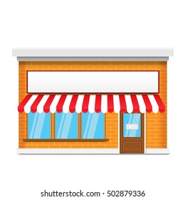 facade of a brick storefront. vector illustration