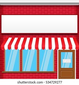 facade of a brick storefront. vector illustration