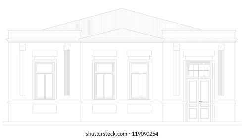 The facade of the building