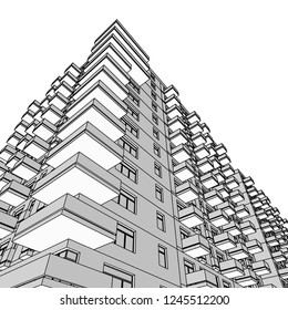 facade building, 3d architecture