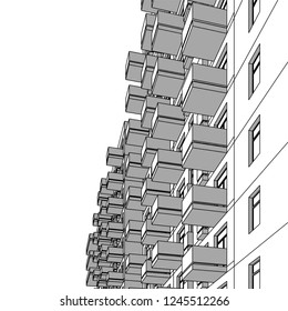 facade building, 3d architecture