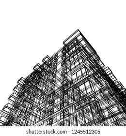 facade building, 3d architecture