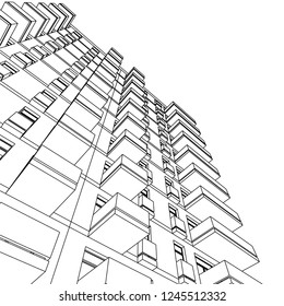 facade building, 3d architecture