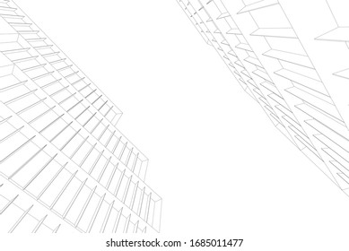 Facade building architecture 3d illustration