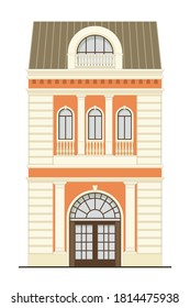 Facade building. Architecture house of a classical. Vector illustration in flat design.