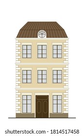 Facade building. Architecture house of a classical. Vector illustration in flat design.