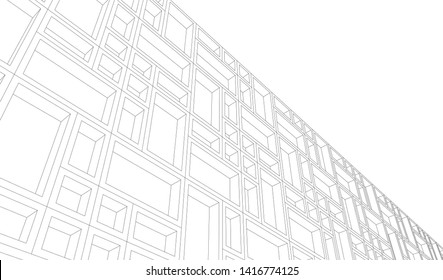 facade building design 3d illustration