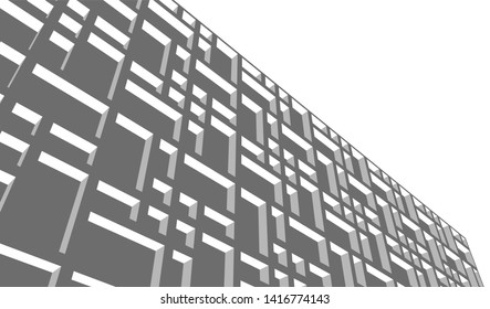 facade building design 3d illustration