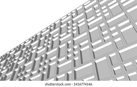 facade building design 3d illustration