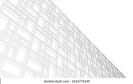 facade building design 3d illustration