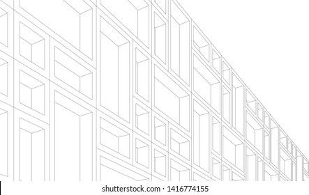 facade building design 3d illustration