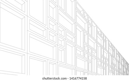 facade building design 3d illustration