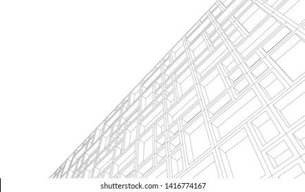 facade building design 3d illustration