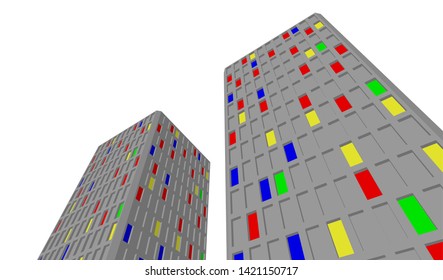 facade building design 3d illustration