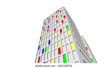 facade building design 3d illustration