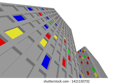 facade building design 3d illustration