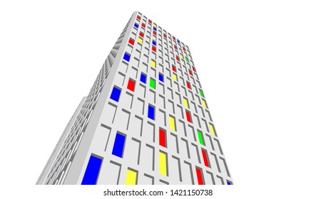 facade building design 3d illustration