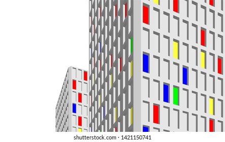 facade building design 3d illustration