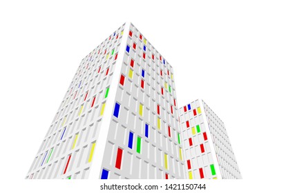 facade building design 3d illustration