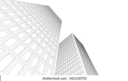 facade building design 3d illustration
