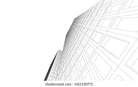 facade building design 3d illustration