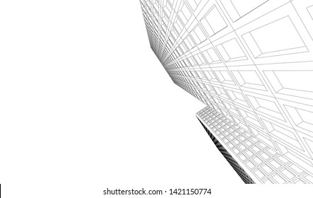 facade building design 3d illustration