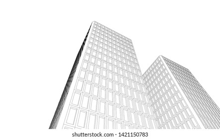 facade building design 3d illustration