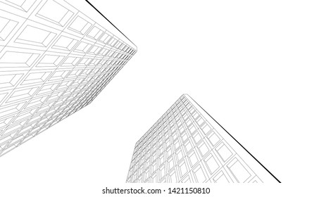 facade building design 3d illustration