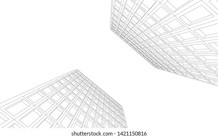 facade building design 3d illustration