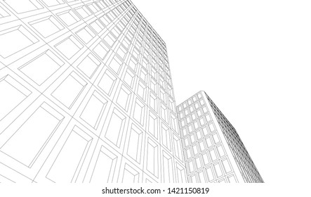 facade building design 3d illustration