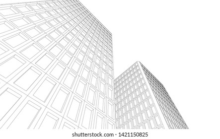 facade building design 3d illustration