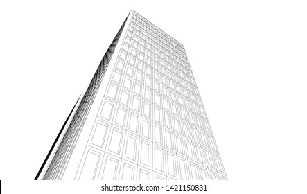 facade building design 3d illustration