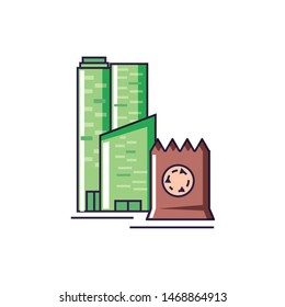 facade building friendly with paper bag