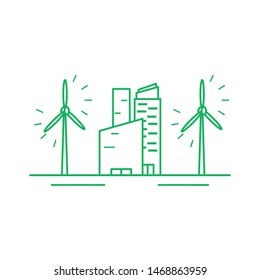 facade building friendly with windmills