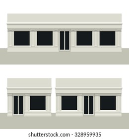 Facade building. Front of house. Template for outdoor advertising. Vector detailed illustration. Isolated on white background.