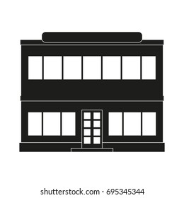 Facade building sign illustration. Vector. Black icon on white background