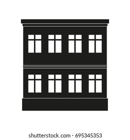 Facade building sign illustration. Vector. Black icon on white background